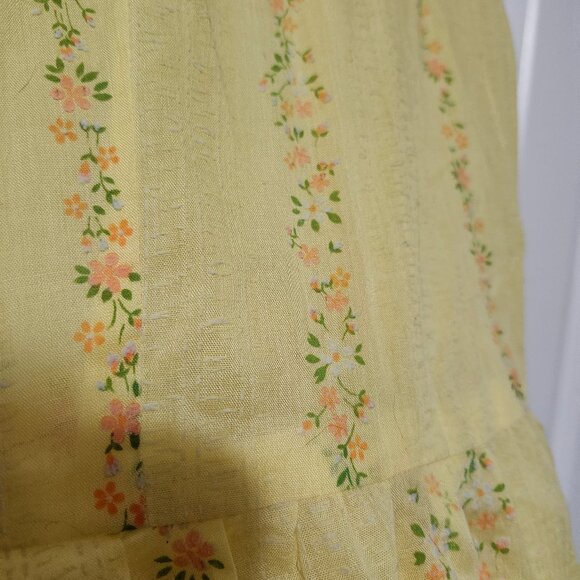 Vintage Mid Century Homemade Yellow Floral Summer Dress - Picture 2 of 3